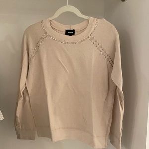 Pale pink studded detail crew neck sweatshirt